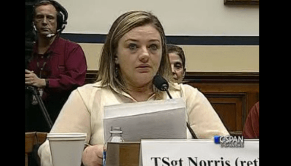 Jennifer Norris testifies before the House Armed Service Committee regarding the abuse at Lackland Air Force&nbsp;Base.